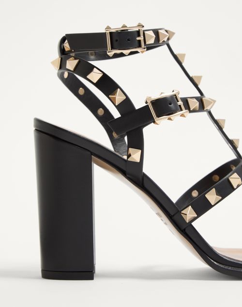 Valentino Garavani - Rockstud Ankle Strap Sandal 90 Mm - Black - Woman - Sandals